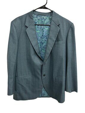 Vintage Customique Fashions Blazer With Paisley Lining 2 Button Gray Size 39